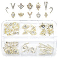 12 Pair 3D Alloy Gold Nail Art Rhinestones - Heart Shaped Nail Charms, Golden Nail Crystal Diamonds Jewelry Stones Studs for Nails Decor Crafts