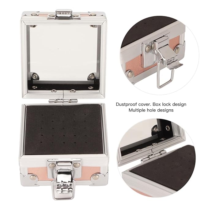 Nail Drill Bit Holder,ANGGREK 25 Holes Drill Bit Case 3 Layer Sponge Transparent Cover Storage Displayer Box for Acrylic Nail Drill Bit Rivet Reinforcement Nail Drill(Gold)