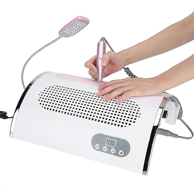 Sonew 4 in 1 Multi-functional Electric Nail Drill Machine, Nail File Drill Pen Kit with 54w Nail Dryer Lamp and Nail Art Dust Suction Collector, Nail Art Machine for Woman Home DIY and Nail Art Salon