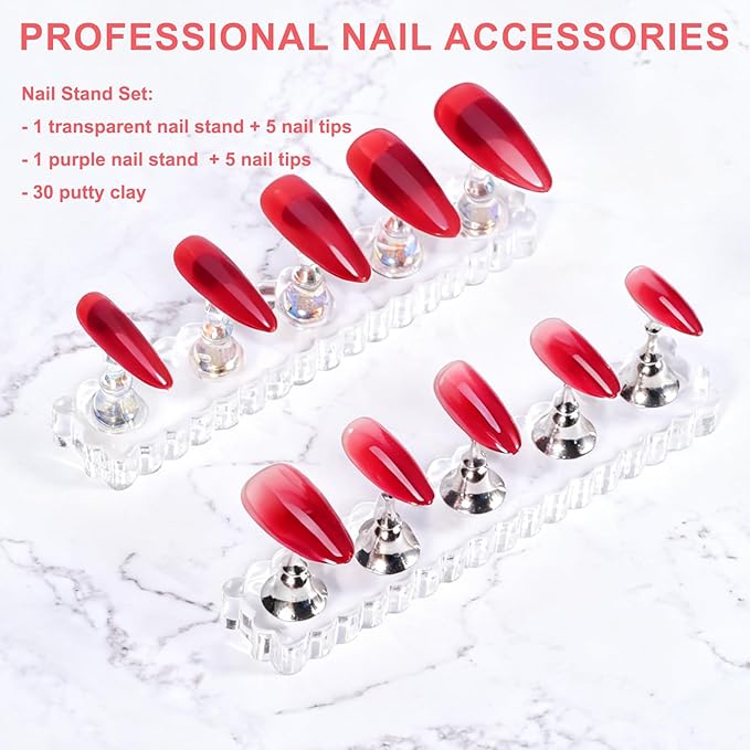 Magnetic Nail Display Stand - Acrylic Nail Holder for Painting, Press On Nail Stand with Strong Magnets, Nail Art Practice Hand Stand