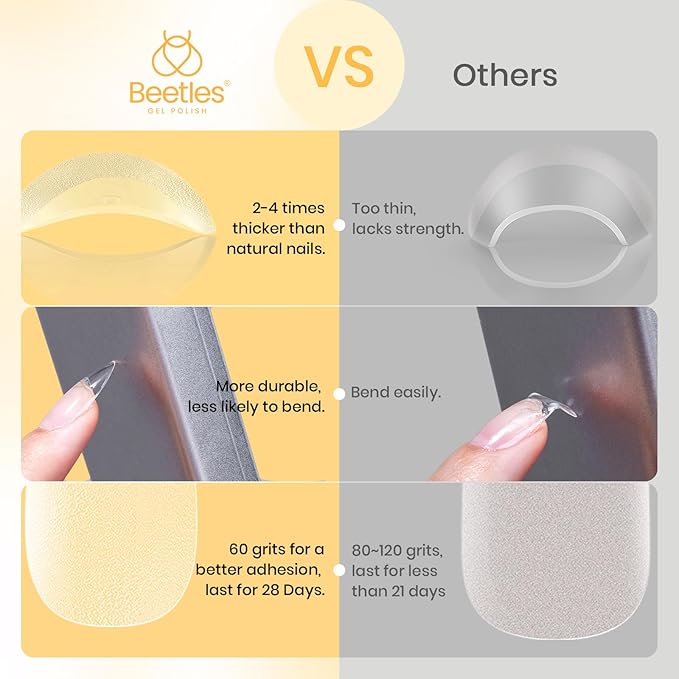 Beetles Gel Nail Tips Almond, Extra Short 288Pcs 12 Sizes Etch-X Full Cover Soft Acrylic False Nail Tips Almond Shape Easy DIY Nail Extension Art Salon Gift for Women