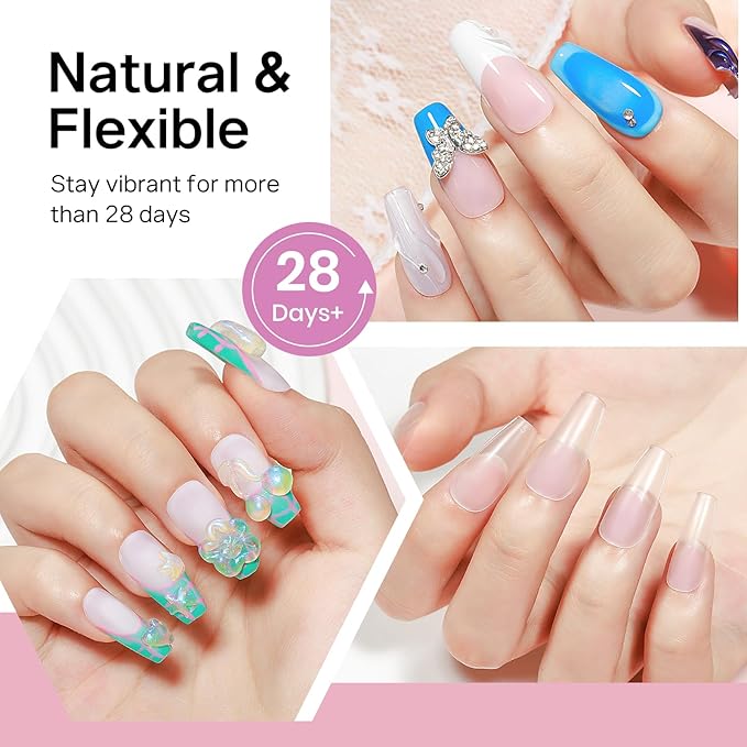 MIZHSE Gel Nail Kit Medium Coffin Gels Nail Tips, Solid Nails Glue Gel for Press On Nails with Portable U V Lamp 240Pcs 12 Sizes Half Matte Nail Tips Easy Nail Extension Set for Women