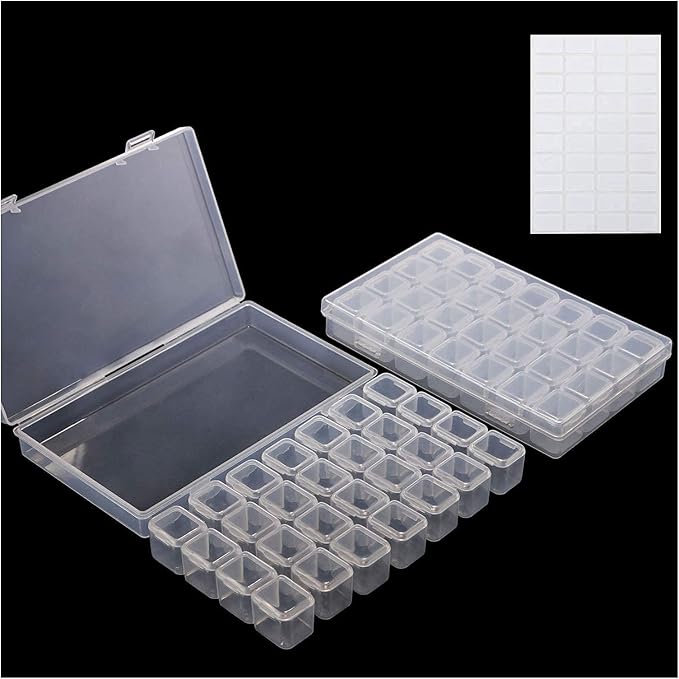 Rhinestone Organizer Box, 3D Acrylic Nail Charms Storage Box,Transparent Plastic Nail Gems Caviar Beads Pearls Nail Art Accessories Display Holder eye jewelry Collecting Container 28 Slots