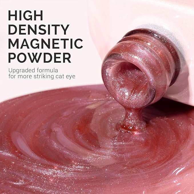 MelodySusie Silky Cat Eye Gel Nail Polish, Light Pink Glitter Holographic Magnetic Nail Polish with Magnet, 0.5 Fl Oz UV Nail Polish for Nail Art Manicure Salon DIY at Home B5602