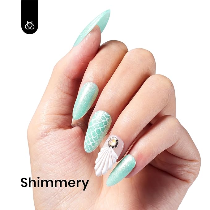 Beetles Mint Green Gel Polish - 15ml Spring Glitter Green Gel Nail Polish Mermaid Turquoise Shimmer UV Nail Gel Polish Soak Off UV LED Nail Art Design DIY Home St Patricks Gift for Women
