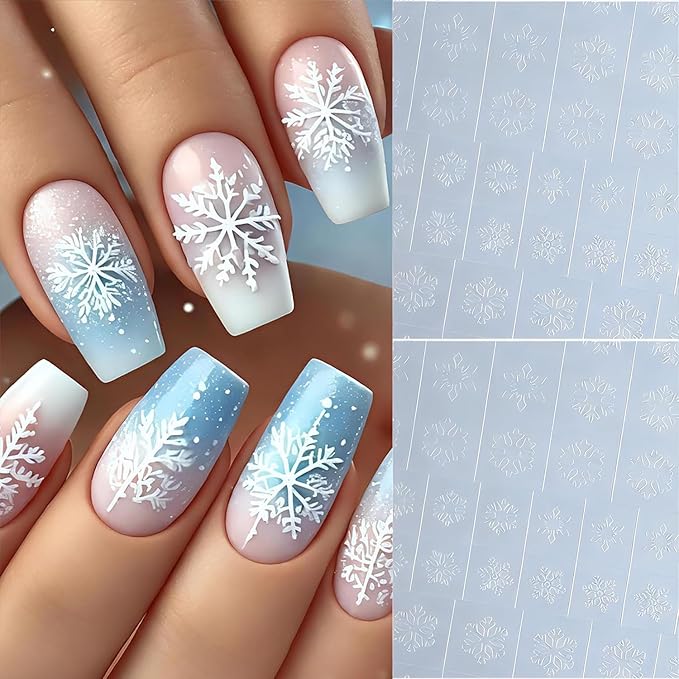 Christmas Nail Stickers Airbrush Stencils Stickers for Nail Art with Snowflower Fireworks Christmas Tree Designs Supplies Design Resusable Nail Guide for Manicure Nails Decoration 6 Sheets