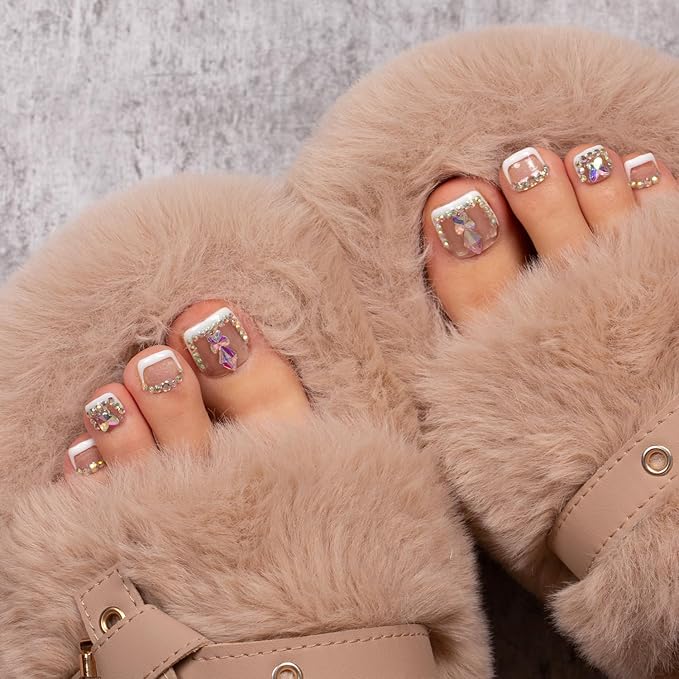 LOVFUL Handmade Acrylic Press on Toenails Chance | Salon Quality 20 PCS Free Size Toe Nails | Reusable Fake Nails for Toe | T53