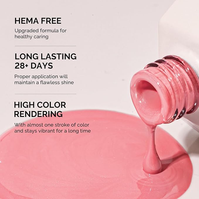 MelodySusie Hema Free Gel Nail Polish, 0.5 Fl Oz Thick Light Mauve Pink Gel Polish, Non-Toxic, Long Lasting, Soak Off UV Nail Polish, Manicure Nail Design Salon DIY Nail Art at Home B3604