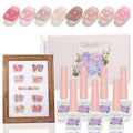 ADHERE Jelly Gel Nail Polish Set, 8 Colors 12ml Jelly Gel Polish Kit Nude Pink Neutral Nail Art Design Sheer Translucent Nail Polish Kits for Salon Need Lamp Curing Nail Art DIY at Home for Women