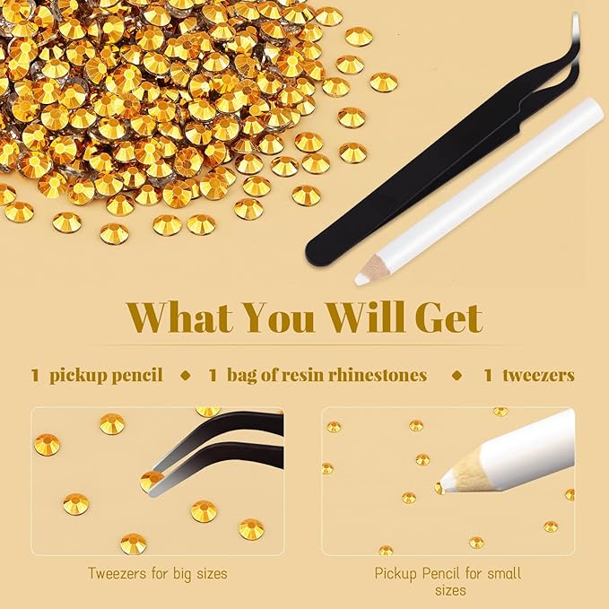 6000PCS 4mm Resin Rhinestones Bulk for Crafting (Copper Gold), Flatback Bedazzling Crystals for Crafts DIY Nail Decoration, Gems Charms for Tumbler Shoes Clothing Fabric with Pickup Pen and Tweezers