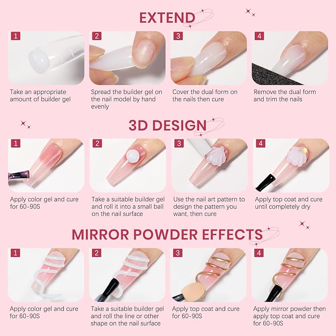 Nude and White Molding Gel for Nails 3d Sculpting Gel Non Stick Hand Solid Builder Gels for Nail Extension Sculpting Modeling for Carving Patterns Decoration Home Manicure DIY for Women