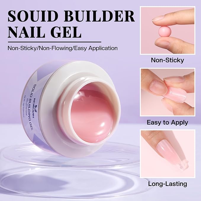 Morovan Solid Builder Gel Kit: 5 Color Series Builder Gel for Nails 3D Sculpting Carving Nail Art Non-Sticky Hard Gels for Nail Extension Manicure DIY at Home and Salon
