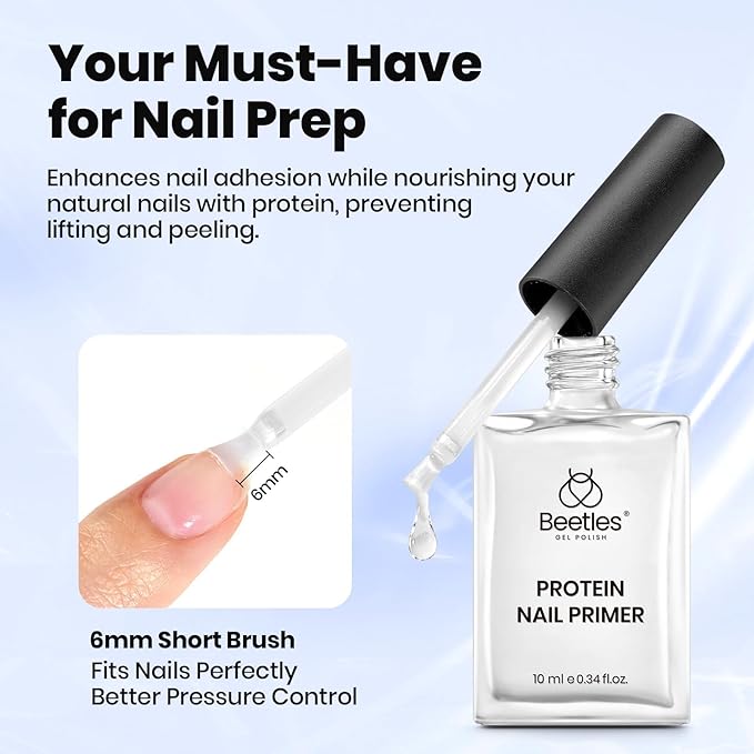 Beetles Hema-Free Nail Glue & Primer Set, 2Pcs 10ml TPO Free Super Strong 9 in 1 Nail Glue Gel and Bond Primer for Acrylic Fast Dry Supplies, Long-Lasting Professional Kit, U V Light Required