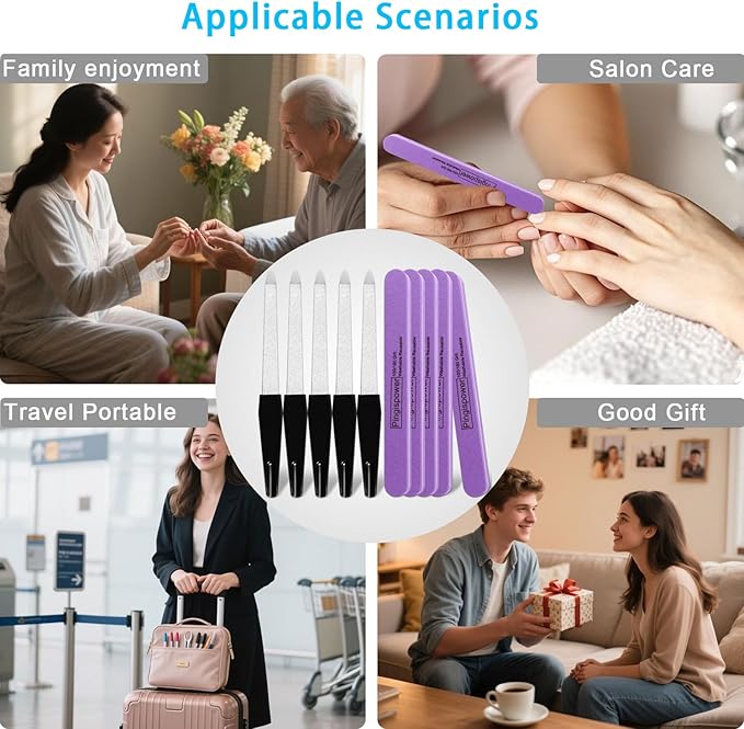 Nail Buffer Block (10 Pack), Professional Reusable Durable Nail Files and Buffers for Natural Nails, 100/180 Medium Grit Double Sided & Washable Manicure Kit for Women, Home, Salon &Travel