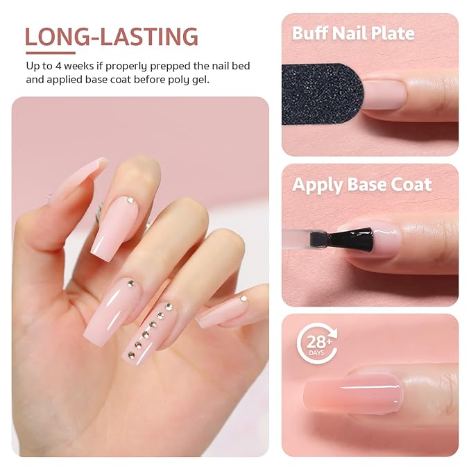 GAOY Poly Gel Set - 6 Colors Pinkish Nude Clear Builder Gel Nail Enhancement Kit for Beginner & Professional DIY Nail Art