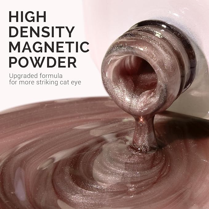 MelodySusie Glass Cat Eye Gel Nail Polish, Nude Pink Glitter Holographic Magnetic Nail Polish with Magnet, 0.5 Fl Oz UV Nail Polish for Nail Art Manicure Salon DIY at Home B5401