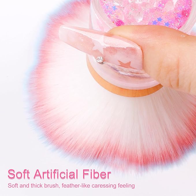 Nail Dust Brush, Pink Rose Soft Dust Brush for Nails, Nail Art Dust Powder Remover Brush, Nail Duster Brush Makeup Brushes Manicure Brush Clean Up Tools Nail Art Brush…