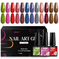 MTSSII Gel Nail Polish Set, 12PCS Brown Grey Red Blue Gel Nail Polish Kit, Soak Off UV/LED Nail Polish Nail Art Design Salon Home Gifts for Women