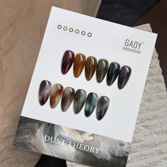 GAOY Dark Gel Nail Polish of 6 Milky Jelly Colors Brown Green Black Gel Polish Kit for Salon Manicure and Blooming Nail Art DIY at Home