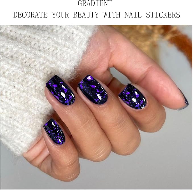 JMEOWIO Gel Nail Stickers Dark Purple Semi Cured Gel Nail Strips Wraps UV/LED Nails Art Design Decoration Accessories