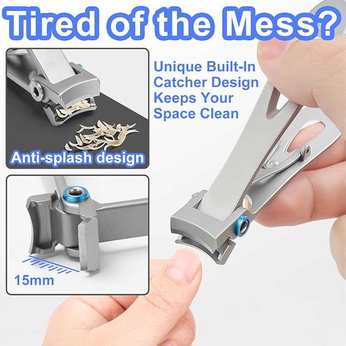 SOUTHMAN Toenail Clippers for Thick & Ingrown Nails Toenail Clippers Kits Stainless Steel Super Sharp Curved Blade Grooming Nail Tool for Man & Women Nail Clippers (9pcs)