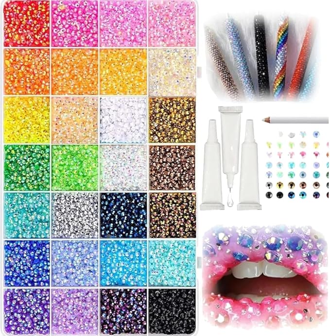 Bedazzler Kit with Rhinestones, Upgrade Colorful DIY Resin Rhinestone Kit for Bedazzling, Resin Jelly Rhinestones for Bedazzling Kit for Diamond Art Bedazzled Nail Art Crafting Makeup (24000pcs)