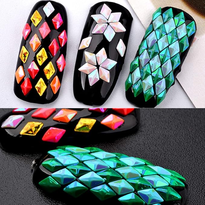 Nail Art 3D Rhombus Glitter Sequins Diamond Shape Design Shiny Nails Tip Confetti Paillette Decoration for Nail Charming Face Body Hair Makeup 12 Colors