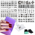 VNC 13PCS Nail Stamp Templates Set - 8Pcs Stamping Plate + 2Nail Stamper + 2Scraper+1Pcs Case Flower Butterfly Animal Design Metal Image Nail Plates Print Stamper Decals Set Manicure Stencils Tools