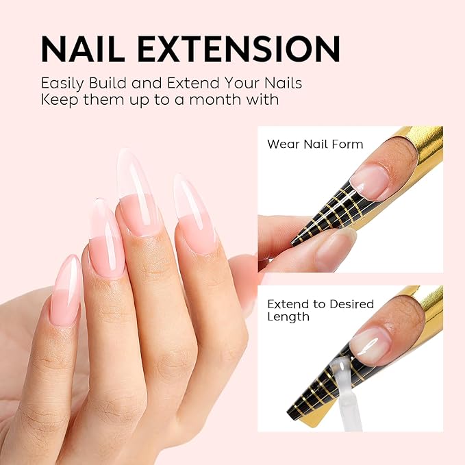 Nicedeco Builder Nail Gel 15ML 8 in 1 Base Gel Clear Polish Strengthener Hard Extension Gel for Nail Art Design-002