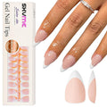 Gel French Tip Nails Short Almond French Tip Press on Nails SXVME White French Nail Tips 300Pcs Pre-applied Tip Primer Natural Nude Pink Fake Nails Extensions Gel Nail Kit for Women Girls DIY