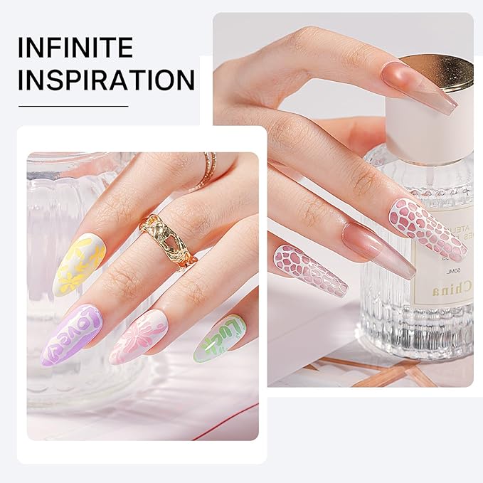 MIZHSE White Poke Gel Nail Art Kit, with Professional Poke Foundation Gel and Brush Tool, Nail Stamper for French Nails, French Tip Nail Stickers Multifunctional Drawing Painting Nails Art Design
