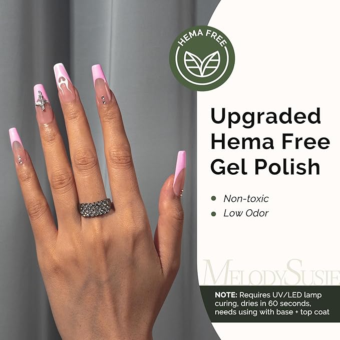 MelodySusie Hema Free Gel Nail Polish, 0.5 Fl Oz Thick Pink Gel Polish, Non Toxic, Long Lasting, Soak Off UV Nail Polish, Manicure Nail Design Salon DIY Nail Art at Home 012