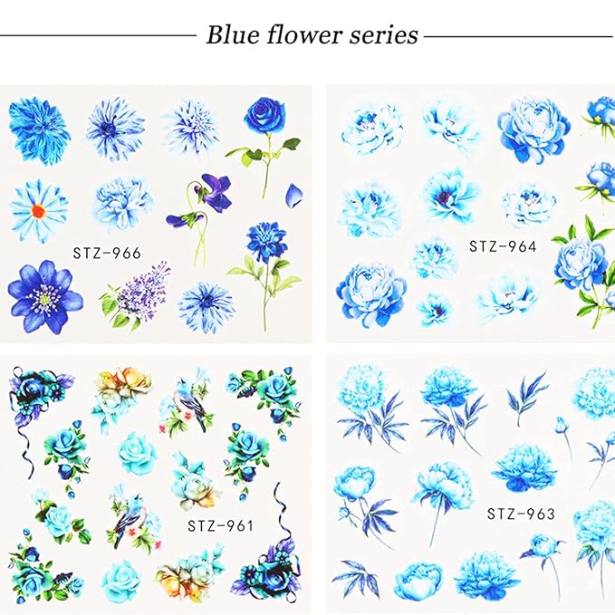 24 Sheets Flowers Nail Art Stickers Water Transfer Decals Floral Butterfly Rose Nail Art Design Nails Supplies for Women Girls Manicure Tips Decoration Holographic DIY Fingernail Charms Sticker