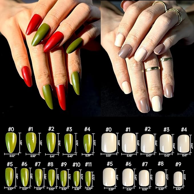 Press On Nails 576Pcs with 12Pack Short Press On Nails Round and 12Pack Glossy Fake Nails Almond, Natural Fit, Both Lengths for Elegant And Daily nails For Women Girls