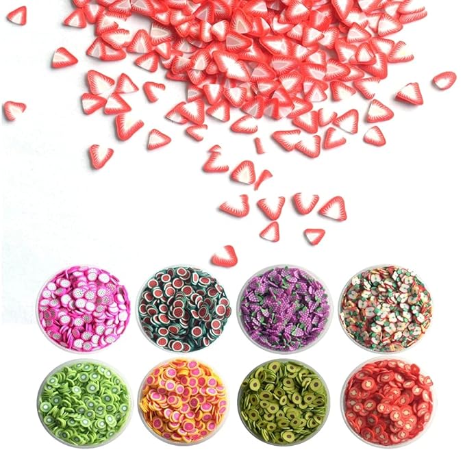 1 Box 20 Styles Fruit Nail Art Slices Assorted Slices for DIY Slime 3D Polymer Slices Resin Making Charms Lemon Strawberry Nail Art Sliders Decors with a Tweezers for DIY Crafts Cellphone Decorations