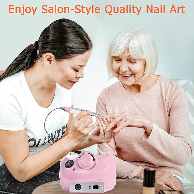 Professional Nail Drill with Foot Pedal Drill Bits Electric NailDrill Pink 30000RPM E-file Nail Drill for Acrylic Nails Nail Grinder for Gel Nails At Home Nail Salon Manicure Pedicure