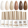 BORN PRETTY Nude Brown Gel Nail Polish Set 6 Colors Nude Skin Tone Beige Khaki Chocolate Coffee Soak Off U v Gel Polish Kit for Salon Manicure and Nail Art DIY at Home