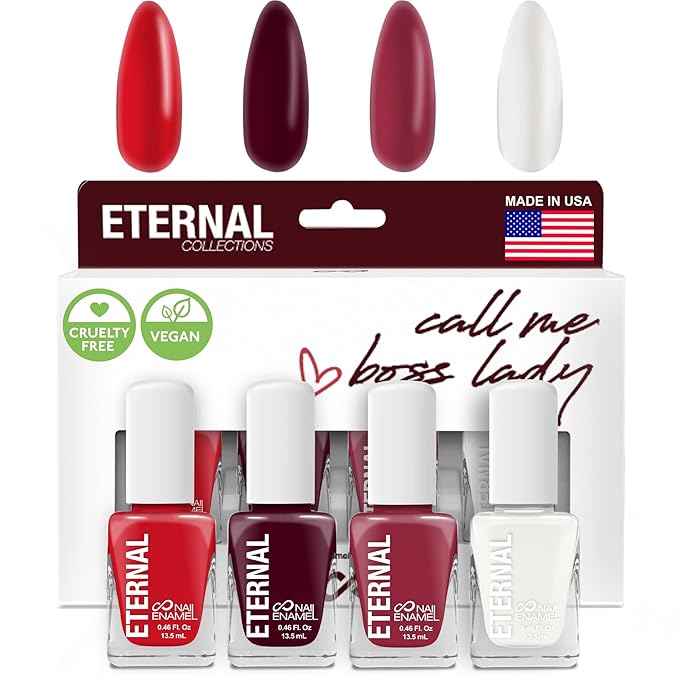 Eternal Nail Polish Set 4 Piece Kit: Long Lasting, Quick Dry and Cruelty Free. Made in USA - 0.46 Fluid Ounces Each (Call Me Boss Lady)