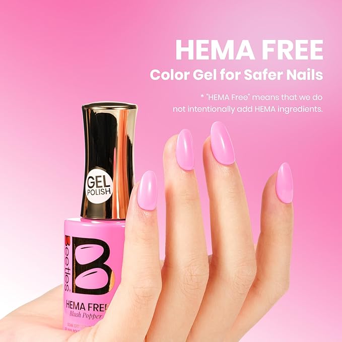 Beetles Hot Pink Gel Polish - Blush Popper 15ML/0.51Fl Oz, Hema Free Neon Pink Gel Nail Polish, Same Color Same Bottle, Soak Off UV LED Lamp Spring Summer Nails Art, Manicure Salon DIY Neon Nails