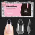 Beetles Gel Nail Tips Etch-X - Almond Medium, 576pcs 12 Sizes, Pre-Etched Half Matte Full Cover Soft Acrylic False Nail Tips Clear Press on Easy DIY Extension Salon Gift for Women