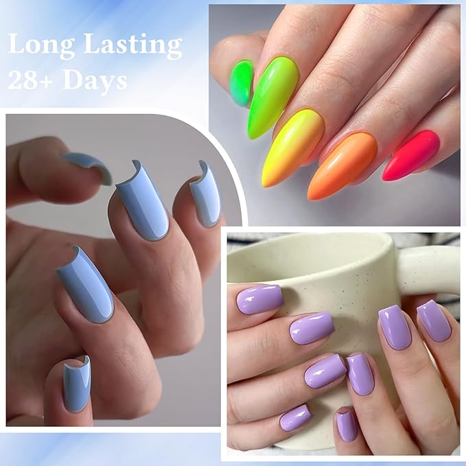 MEET ACROSS Gel Polish Set - 30 Colors Neon Hot Pink Red Green Blue Yellow Nail Polish Soak off Colorful Holidays Collection UV Gel Gifts for Women