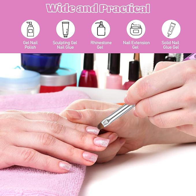 Jeffdad 4 Pcs Gel Nail Brush French Gel Acrylic Nail Art Brush with Dotting Tool Professional Manicure Brush Small Detail Painting 3D Acrylic Brushes (10# 12# 14# 16#, 4 Colors)