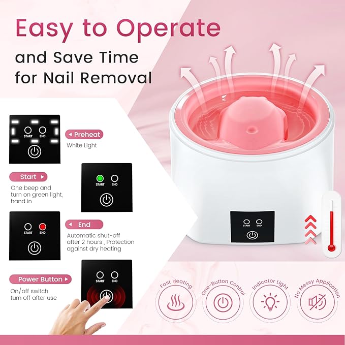 Yokilly Nail Soaking Bowl Heated: 50% Faster Nail Soak off Bowl for Women Nail Beginner - Electric Manicure Nail Bowl for Home Salon (White)