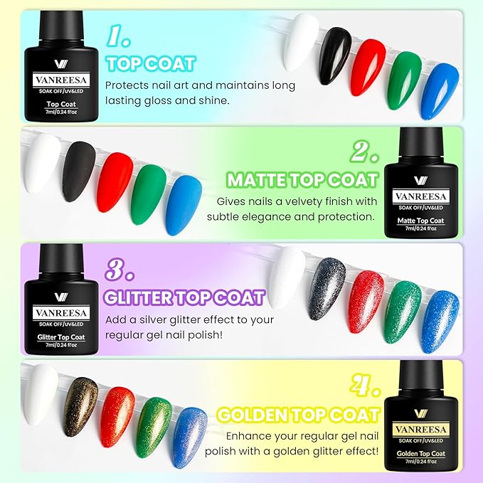 VANREESA Gel Nail Polish Kit with U V Light and Nail Drill Kit 65 Pcs Gel Polish Nail Set 35 All Season Colors Nail Polish Set Base Coat & 4 Effects Top Coat Complete Nail Kit Gifts for Women