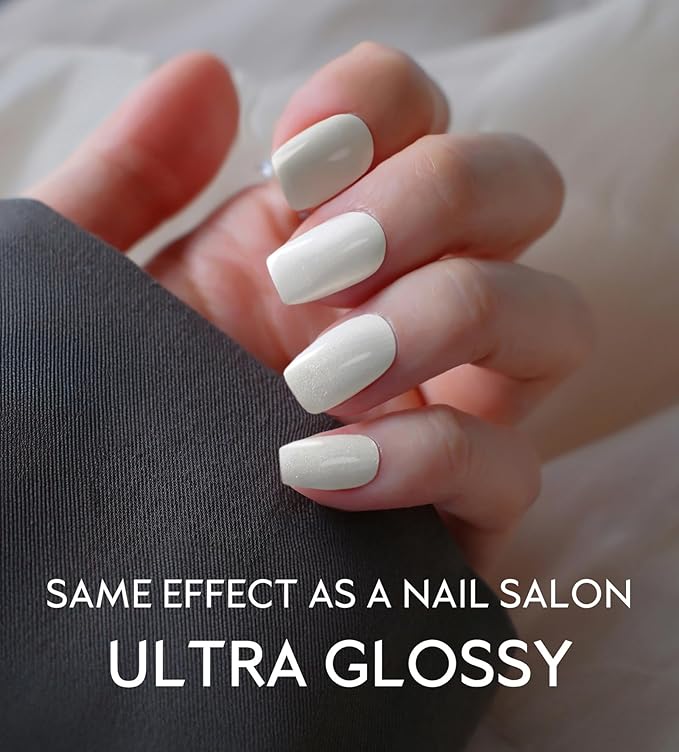Semi Cured Gel Nail Strips - UV Light Gel Nail Stickers - 20 Long Lasting Salon Quality Wraps (White Tulle)