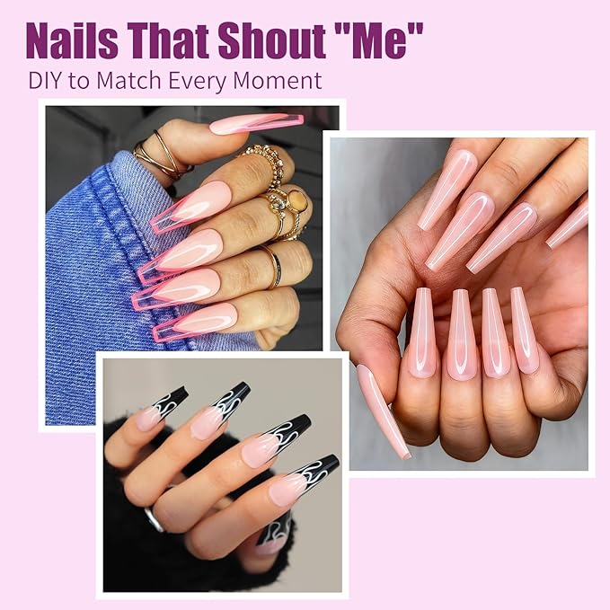 280 Pcs Original Sandwich Nails Dual Form with Guide Lines Long Ballerina Nail Mold for Builder Gel Nail Extensions Art Design Salon DIY at Home