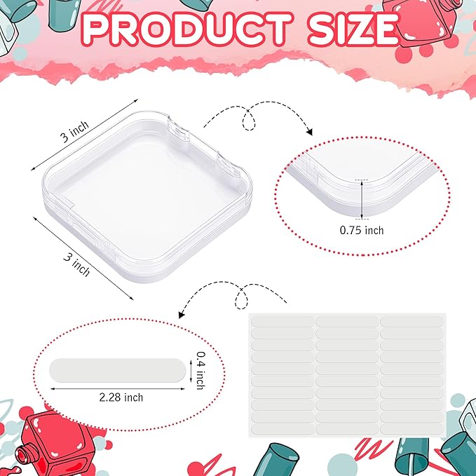48 Pcs Press on Nail Boxes with 180 Pcs Adhesive Double Sided Tape Acrylic Press on Nail Packaging Cases White Transparent Storage Case Organizer for Display Art Salon Supplies