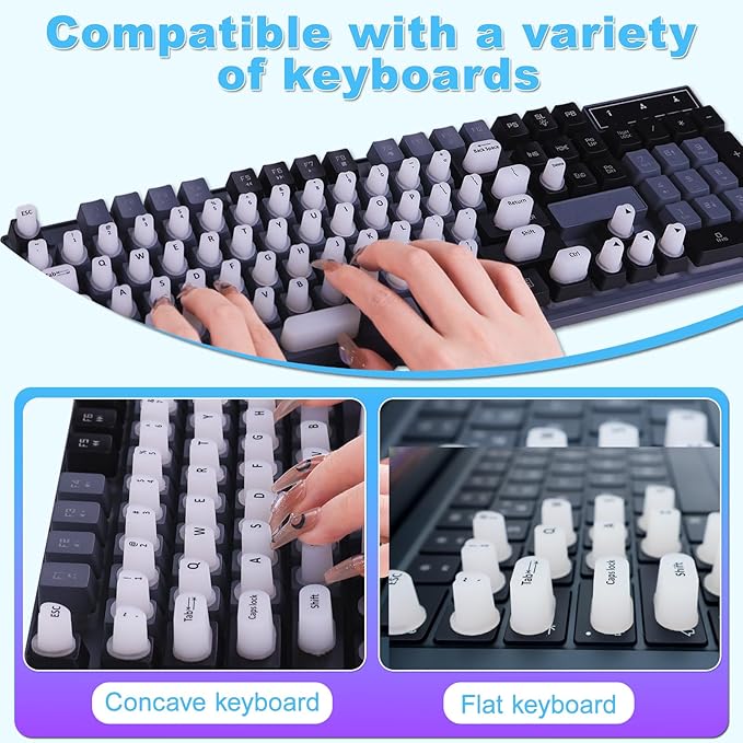 70 Pcs RaisedTip Keyboard Stickers for Long Nails with Letters: Adhesive Typing Bubbles for Women,Office & Gaming Girls Accessories Gift (White, 70)