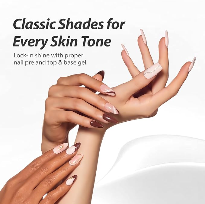 Makartt Gel Nail Polish Set: 6 Colors Nude Brown Gel Polish Kit 15ML One N'Done Neutral Skin Tones Nail Polish Soak Off UV LED Nail Art Manicure Gift for Women