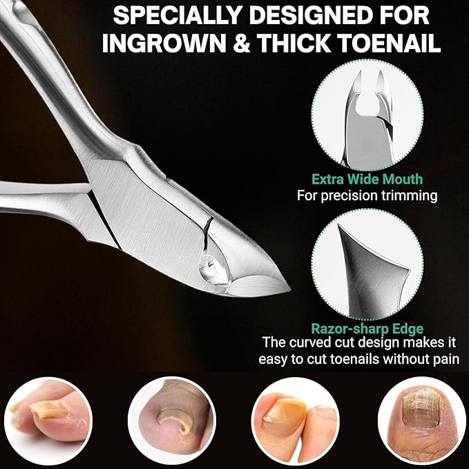 Toenail Clippers for Thick Nails for Seniors | Podiatrist Surgical-Grade Steel | Sharp Curved Blade & Non-Slip Handle | Toenail Clippers for Ingrown&Thick Toenails alicates para uñas de pies